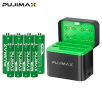 PUJIMAXX 1.5V Li-ion Battery Charger with 4x AAA 1100mWh & 4x AA 4255mWh Rechargeable Batteries green
