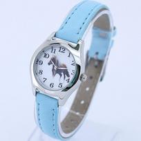 Fashion Cute Girl Ladies Watch Kids Watches Horse Leather Quartz Student Kids Animal Cartoon Children Wristwatch Gift gray