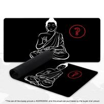 Large Gaming Mouse Pad White Line Buddha Figure Dark Background Mats XXL Rubber Anti-slip Laptop Keyboard Mousepads Desk Pads 600x300x2mm black