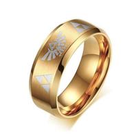 „The Legend of Zeldas Triforce Triangle Symbol Band“ žiedas vyrams, moteriškas 316L nerūdijančio plieno pirštų žiedai Cosplay vakarėlio papuošalai 7&No Engrave beige