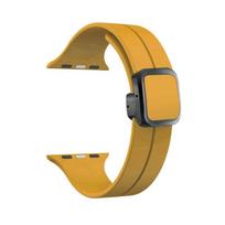 Magnetinis dirželis Apple Watch Series 9 8 7 6 SE 5 4 3 2 1 45mm 44mm 42mm 41mm 40mm, silikoninis sportinis dirželis iWatch Ultra 2 49mm 42mm 44mm 45mm 49mm geltona