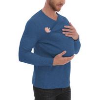 Men's pure cotton thickened new version of high-quality Kangaroo Daddy's multi-function long-sleeved T-shirt S blue