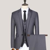 Vyriški 3 dalių komplektai, madingi vestuviniai drabužiai švarkas, kelnės ir liemenė, laisvalaikio darbo apranga Slim Fit, vieno mygtuko vakarėlio kostiumo paltai, vedėjos suknelė M pilka