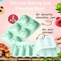 2Pcs Food Grade Silicone DIY Ham Hot Dog Making Moulds Non-stick Kitchen Household Sausages Cake Baking Tools Molds žalia