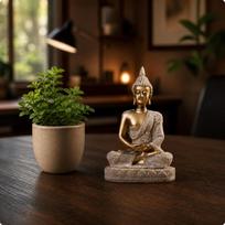 Peaceful Seated Buddha Figurine | Altar Decoration, Resin, Statuary, for auksas