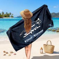 Toyota Supra Customized Name Text Beach Towel, Soft Absorbent Towel Beach Pool Travel Personal Gift 70cmx140cm(27x55inch) white