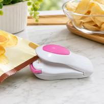 Portable Mini Heat Sealing Machine Impulse Sealer Seal Packing Plastic Bag Sealing Clamp, Random Color Delivery beige