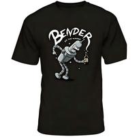 Futurama Bender vs The Humans Black T-Shirt XL juoda