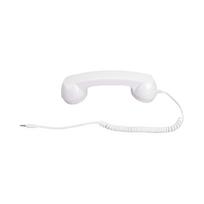 3,5 mm retro telefono ragelis, vintažinis laidinis kištukas, rankinis mobiliojo telefono imtuvas su mikrofonu ir garsiakalbiu vaizdo skambučiams balta