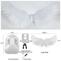 Angelų sparnai Elektrinė puokštės puošmena Kalėdinė šventė Pasakų sparnai Cosplay Kaukės Šventė Perlinės medvilnės sparnai Valentino dienos dovana white