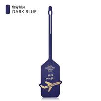 Double-Sided PU Leather Luggage Tag with Airplane Design tamsiai mėlyna spalva