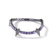 Juodoji Pantera Grandinėlė-Apyrankė Tennis Iced Out Violetiniai CZ Akmenys Juodos Spalvos Apyrankės Madingi Papuošalai Dovanai KTJ 8 inches gray