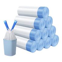 Dideli Stori Nešiojami Šniūreliu Užtraukiami Šiukšlių Maišeliai Virtuvėms, Bendrabučiams, Biurams ir Namų Naudojimui - Vienkartiniai Valymo Maišeliai 1 Pack: 5 Rolls, Total 75 Bags