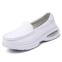 Moteriški natūralios odos slaugytojo batai - su oro pagalvėle, minkštu padu, pralaidūs orui, patogūs, neslystantys, skirti vasaros ligoninės naudojimui Size 34 balta