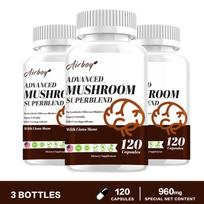Premium mushroom compound capsules, containing Ganoderma lucidum, Maitake mushroom, and Shiitake mushroom, suitable for adults. 120*1 white