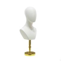 Manekeno galva su pečiais, padengta tekstile, laisvai stovintis plaukų priedų stovas Linen C Gold Base white