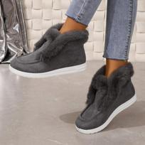 Autumn and Winter Large Size Short-tube Woolen Snow Boots Ladies's Warm Plus Velvet Thick Woole Boots 36 pilka