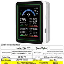 10-in-1 Home Air Quality Detector: Monitors Formaldehyde, CO2, PM2.5, CO, Temperature & Humidity