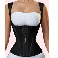 Women Adjustable Strap Buttoned Tummy Control Waist Trainer Body Shaper XXXL juoda