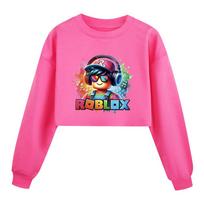 5528 Kids Girls Roblox Printed Casual Long Sleeves Short Style Sweatshirt 170cm rožinė raudona spalva