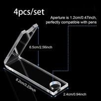 4/10pcs Transparent Acrylic Pen Display Stand Desk Pencil Holder Multifunctional Brush Storage Rack 3.23x0.94x2.56inch 4pcs black