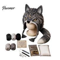 Rankų darbo žiemos ausų apsaugos kepurė Gyvūno nėrimo rinkinys, Fantazijos gaubtas PASIDARYK pats Mielas raštas Vienaragis Lapė Varlė Ausų atvartas Amigurumi rinkinys suaugusiems paaugliams Ergonomiškas Wolf gray