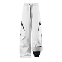 Winter Warm Softshell Skiing Pants for Women and Men Outdoor Hiking Cargo Pants With Down Lined Waterproof Snowboard Snow Trousers for Camping Fishing S white