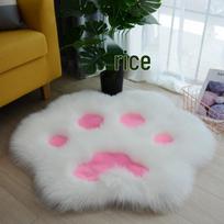 Cat Paw Shape High-Low Pile Carpet for Children's Room, Living Room, or Bedroom - Cute Cartoon Floor Mat 60x60 cm black