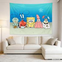 Kawaii SpongeBob Patrick Gobelenas Bikini Bottom Veikėjai Sienos Menas Gobelenas Namų Dekoras, Šventės Fonas Ir Dovana Vaikams 74x94cm(29x37in) blue