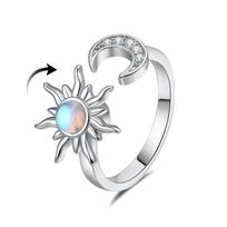 YIUSTAR Fidget Spinner Ring Collection Adjustable Rotating Rings Crystal Zircon Flower Animal Stress Relief Therapy Jewelry resizable white