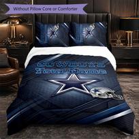 Dallas Cowboys Customized Name Text Bedding Set, 1 Duvet Cover & 2 Pillowcases Personalized Bedroom Gift 140cmx200cm white