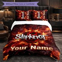 Slipknot Customized Name Text Bedding Set, 1 Duvet Cover & 2 Pillowcases Personalized Bedroom Gift 140cmx200cm white