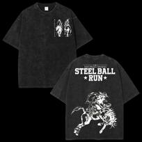 Vintage Oversized Graphic Tee Shirt JoJo’s Bizarre Adventure Joseph Joestar Anime Graphic Washed T Shirt Men Women Short Sleeve Female Male Clothing XXL black