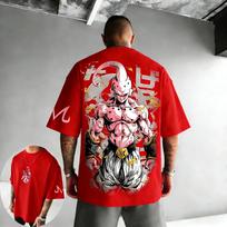 Dragon Ball Anime Majin Buu Printed T-shirt Summer Style Men's and Women's Loose Casual Harajuku Fashion Short Sleeve Top 2XL red
