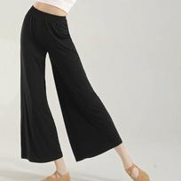 Women's Spring-Summer 9/10 Length Modern Dance Pants | Loose Wide-Leg Practice Trousers for Dancing & Sports XL black