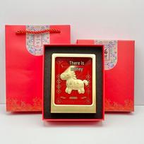 999 Fine Gold Business Anniversary Gift Photo Frame Ornament for Customers Gold Included black