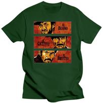 Vintažiniai The Good The Bad And The Ugly T-shirt vyriški trumparankoviai grynos medvilnės marškinėliai su spauda Il buono brutto cattivo T-shirt TV T-shirt L brown