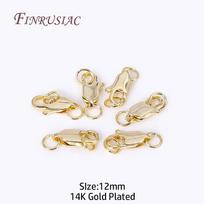 18K Gold Plated Oval Lobster Clasp with 2 Closed Ring Connectors For DIY Bracelet Necklace Lock Findings Jewelry Making Supplies 10 Pieces beige