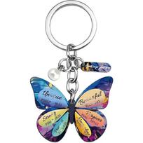 Butterfly Keychain With All Things Are Possible Verse Inspirational Religious Gift For Women Car Keys Bag Purse Accessory A9 gray