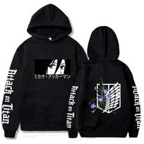 Europos dydžio Attack on Titan Mikasa Ackerman vyriškas džemperis su gobtuvu XL black