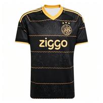 2026 Ajax 3D spausdinimo futbolo marškinėliai vyriški vasariniai greitai džiūstantys kvėpuojantys trumparankoviai marškinėliai šeimos derinimo drabužiai 4XL black