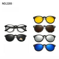 Magnetinis akinių nuo saulės spaustukas ir optinių akinių rėmelis 6 viename Moterims, vyrams arba naktinio matymo daugiafunkciniai akiniai Polarized lens black