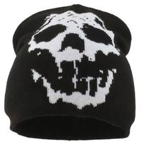 Halloween Fashion Acrylic Knitted Skull Cap With Skull Stretchy Fit For Street Trend Anime Enthusiasts juoda/balta