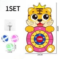 1SET children's target throwing dart board sticky ball self-adhesive disc set indoor and outdoor parent-child interactive dart toy yellow