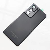 Galinio stiklo dangtelis, skirtas Samsung Galaxy S21 Ultra 5G, Galinės durelės, kietas akumuliatoriaus dangtelis, Galinis korpuso dangtelis su lipduku S21 Ultra Black gray