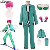 Anime Saiki Kusuo no sai-nan Cosplay Kostiumas Perukai Vyriškos Uniformos Akiniai Galvos Apdangalas Saiki K. Prakeiktas Gyvenimas. Cosplay rekvizitai M rožinė
