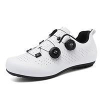 XT3001 Men's Cycling Shoes: Breathable Leather with Rotary Buckle for Mountain & Road Bikes, Lock & No Lock Options 43 white