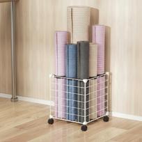 Exercise Mat Storage Rack With Wheels Home Gym Organizer SpaceSaving Design Rolling balta