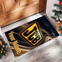 JCB Crystal Velvet Rug, Custom Name Text Personalized Non‑Slip Floor Mat for Home Decor Gift 60cmx90cm brown