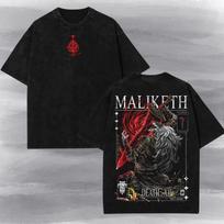 Elden Ring Maliketh Vintage Acid Washed Tee - Gurranq Black Blade T Shirt, Destined Death Rune, Gift For Gamer. M gray